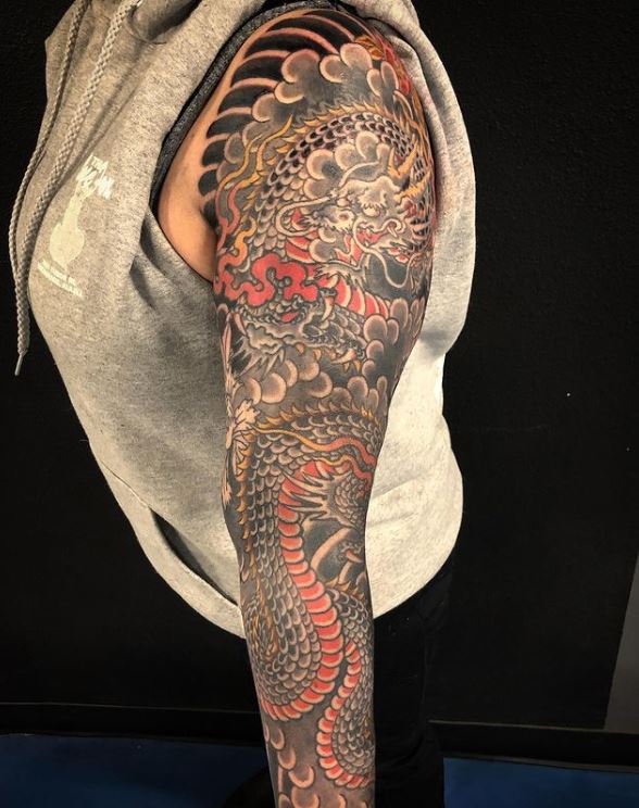 dragon sleeve tattoo