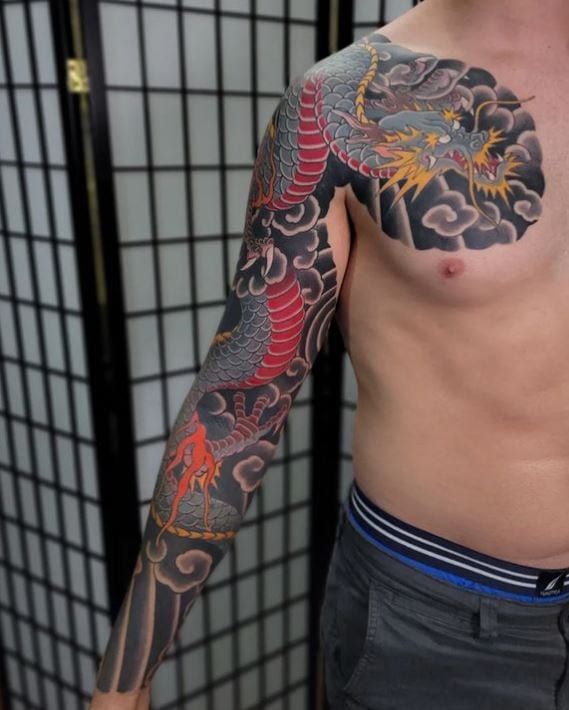 dragon sleeve tattoo