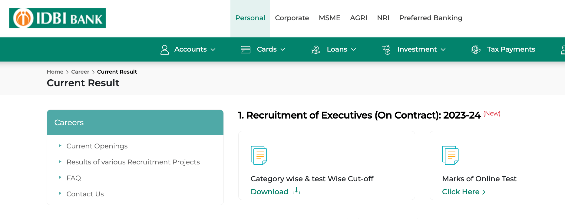 IDBI Executive Result 2023 Out, Score Card and Results Link