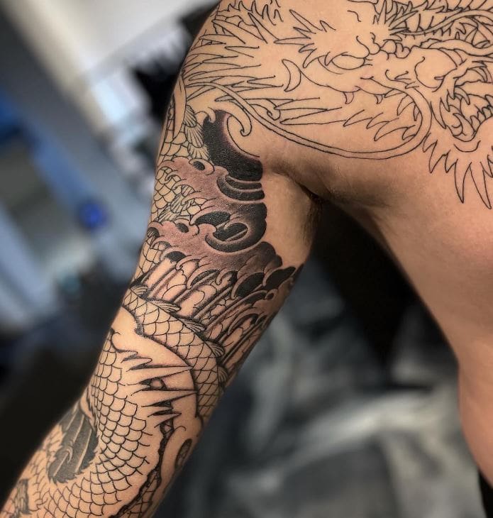 dragon sleeve tattoo