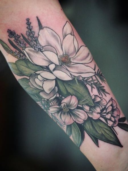 masculine mens floral tattoo sleeve