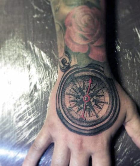 Compass Hand Tattoo