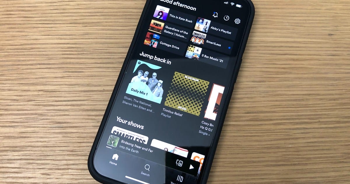 spotify mobile app library screen