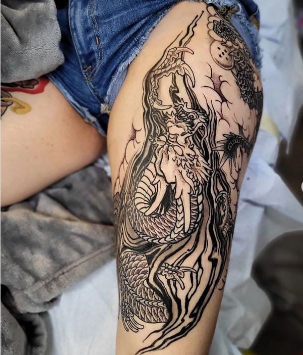 dragon sleeve tattoo