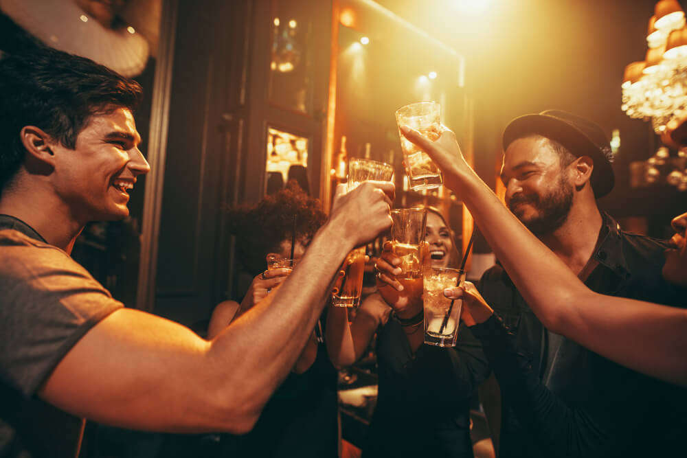 A group of young friends enjoying a Thursday party at a club