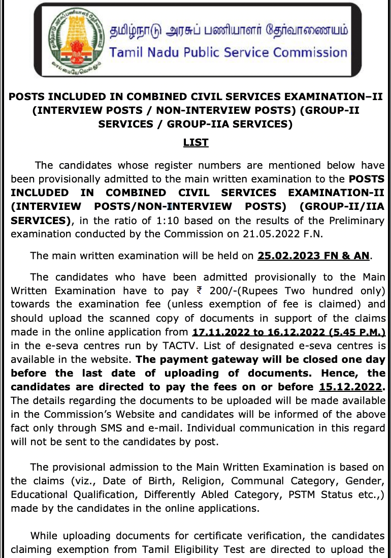 TNPSC Group 2 Result 2022