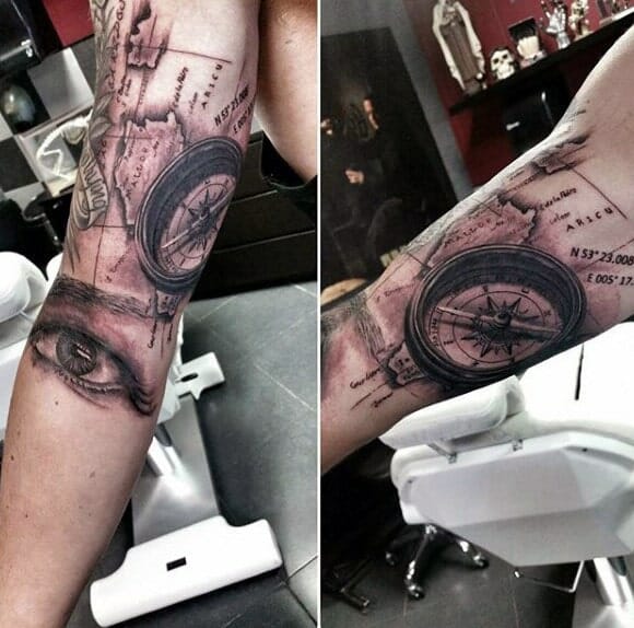 Tribal Compass Tattoo