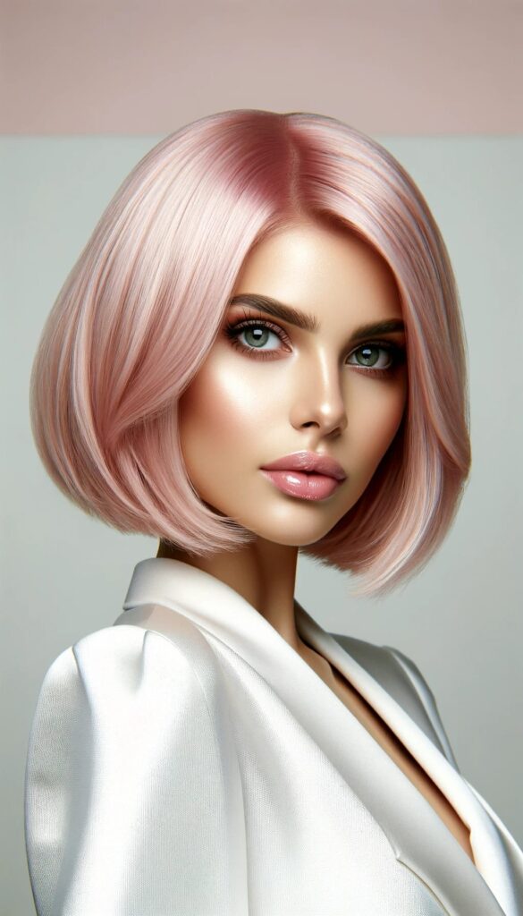 alluring pastel pink bob haircut