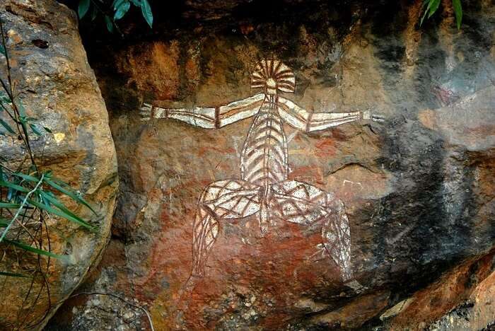 figure drawn on a rock