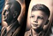 father-son portrait tattoo design