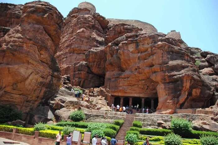Tourists flock in large numbers to visit the famous Badami Caves