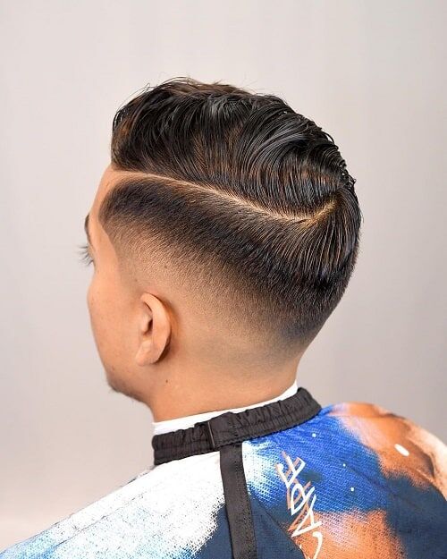 High Fade with Hard Part