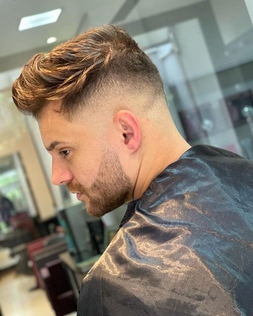 Mid Fade with Brushed Back Hair