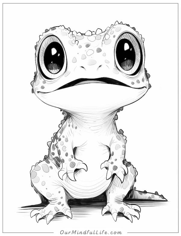 Adorable baby lizard coloring page