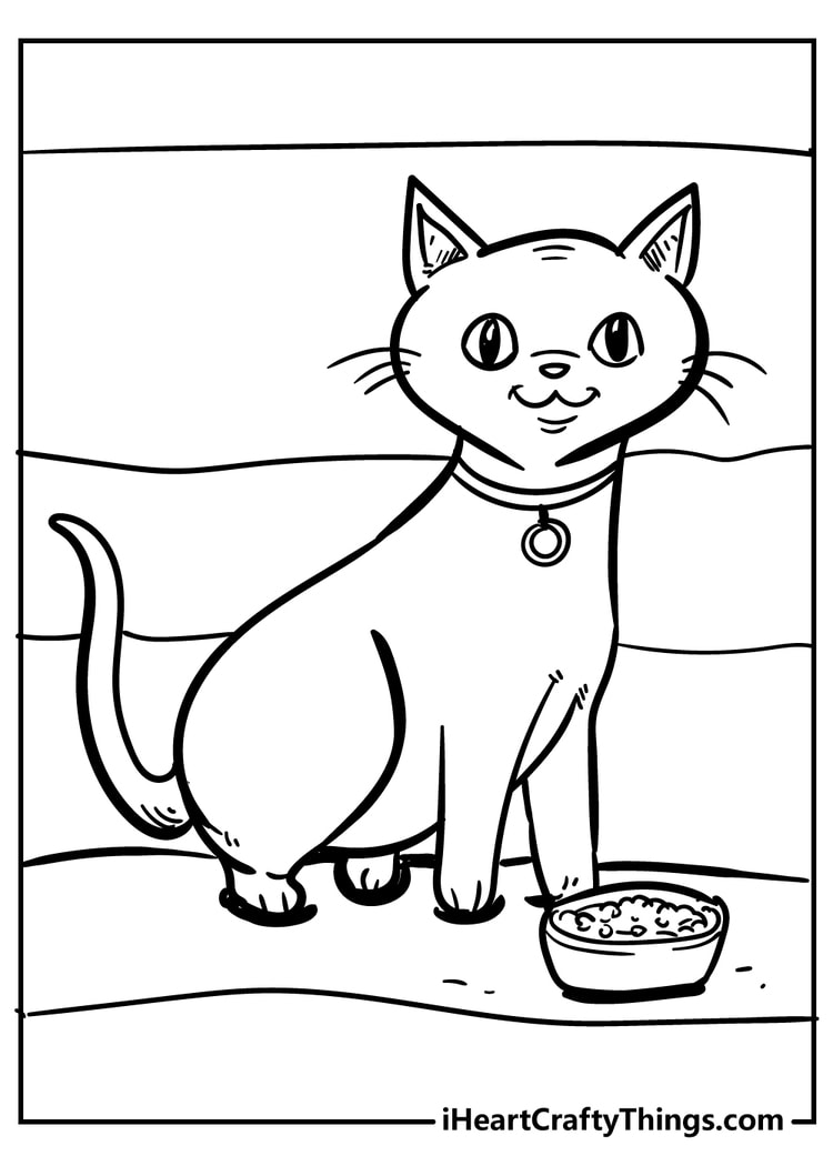 Simple Cat Coloring Pages