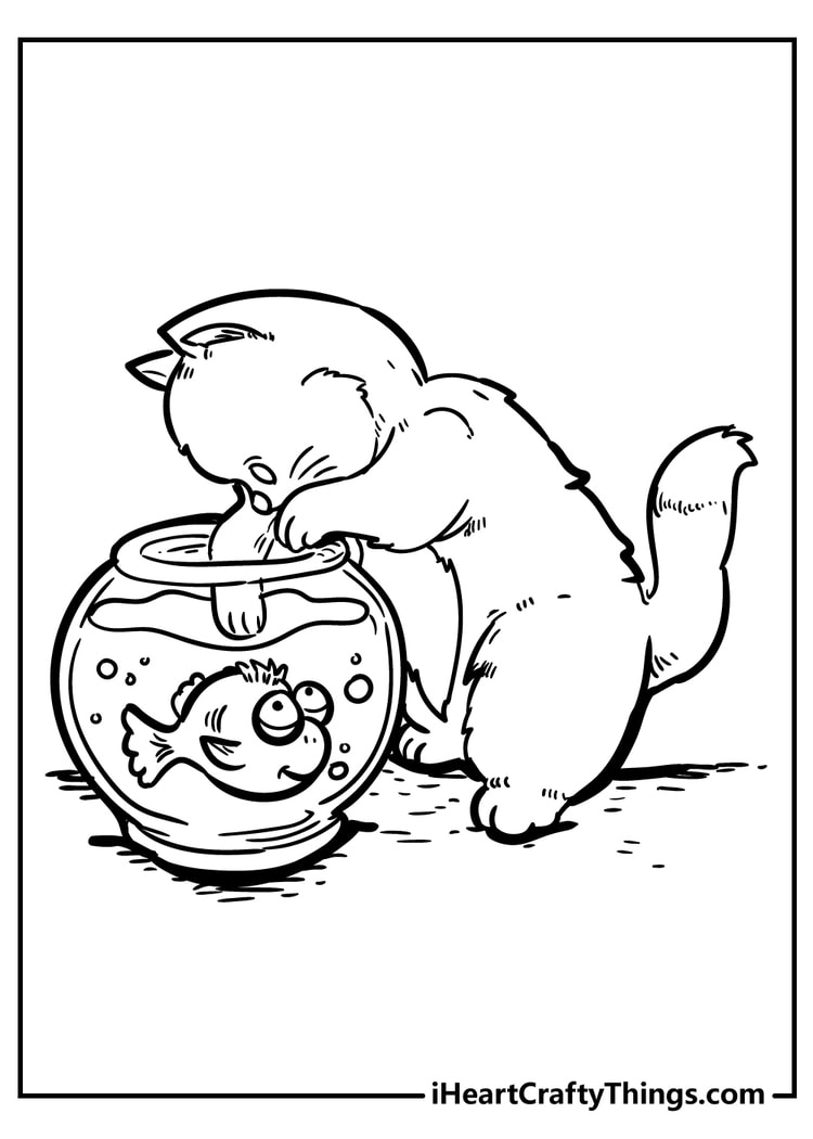 cat coloring page for preschoolers