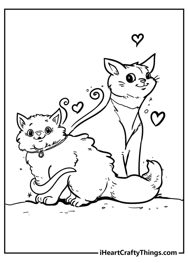 cute cats coloring page