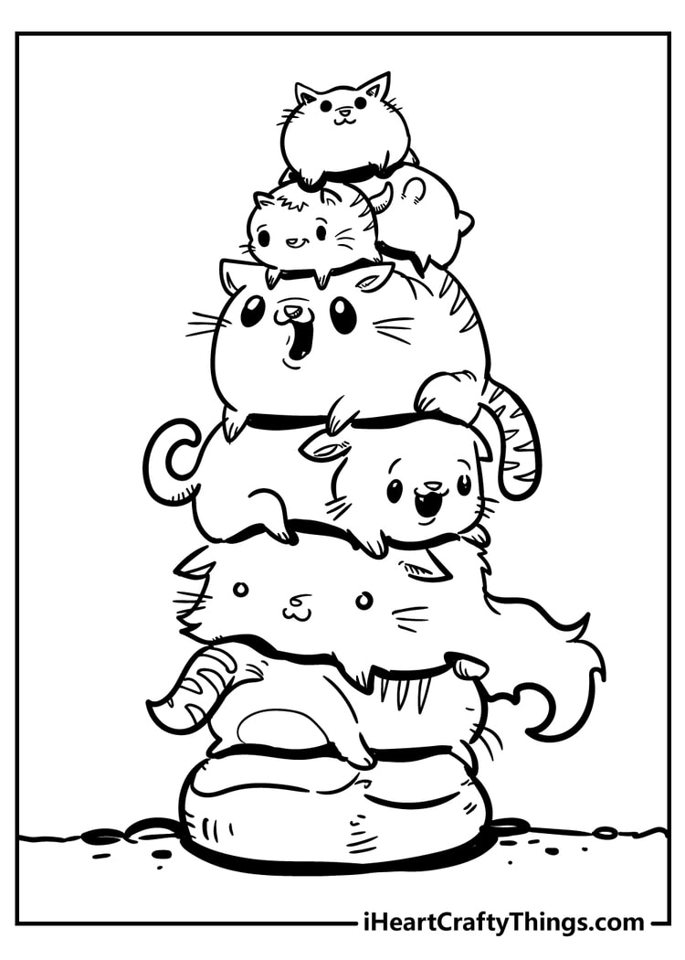 cats printable coloring page