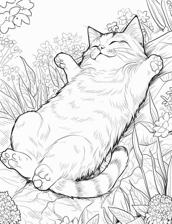 Cute little cat coloring page