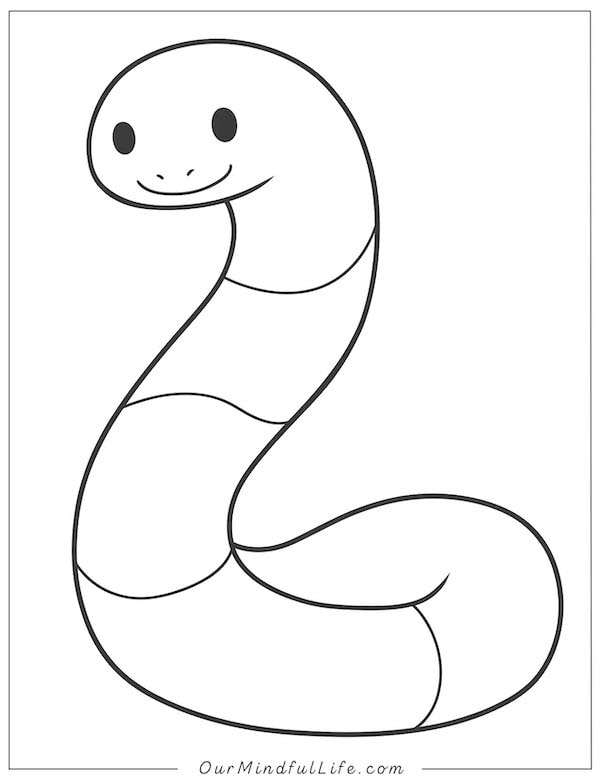 Cute simple snake coloring page for kids