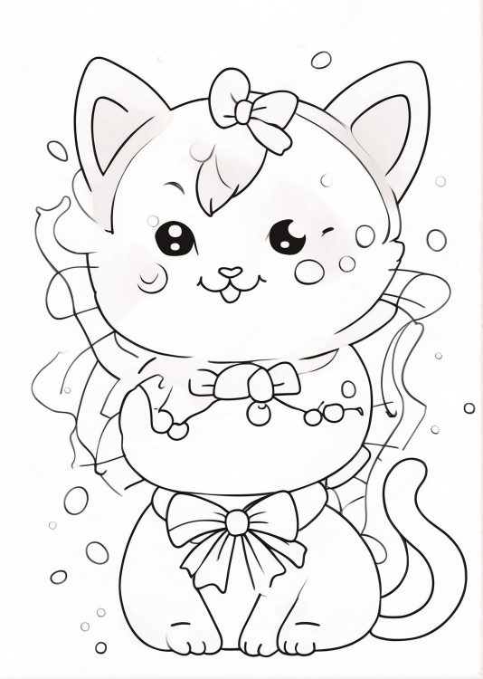 Kawaii Female Cat With Bow