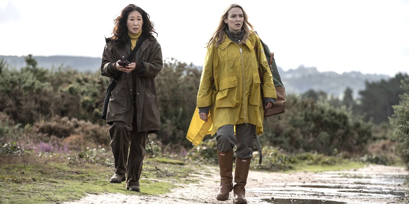 Eve and Villanelle walking together in Killing Eve.