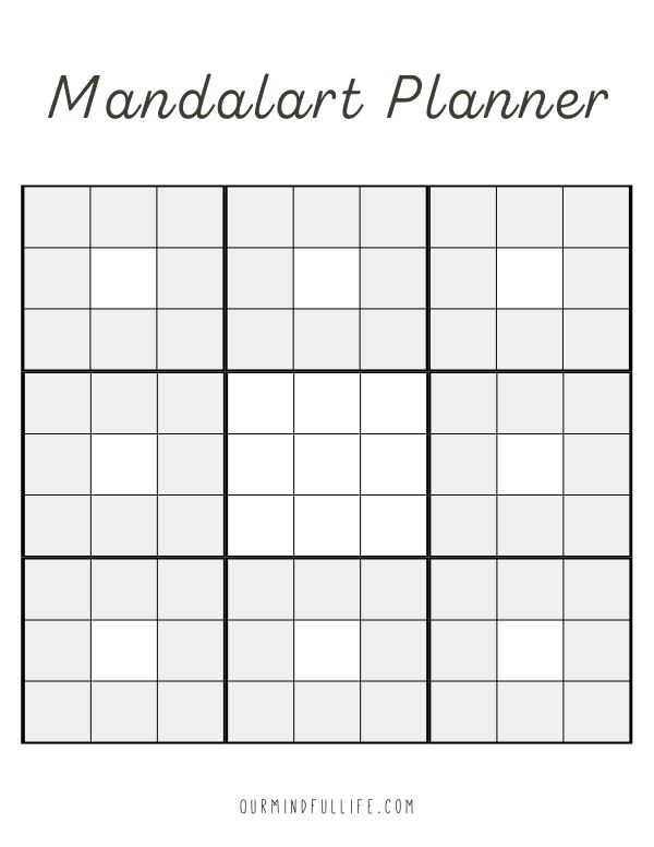 Printable mandalart planner