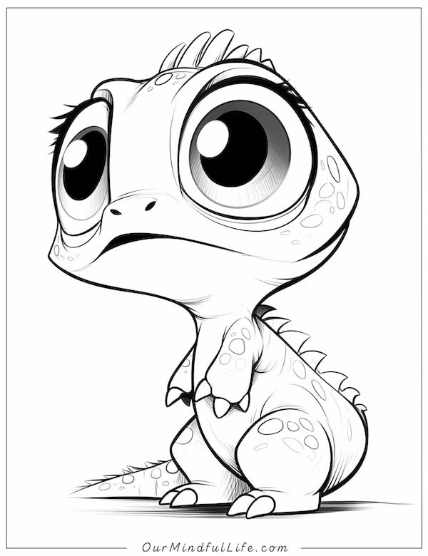 Simple and cute baby lizard coloring page for kids