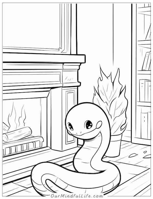 The chilling snake coloring page