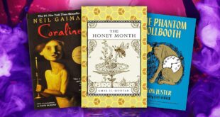 book cover imagery from coraline the phantom tollbooth and the honey month