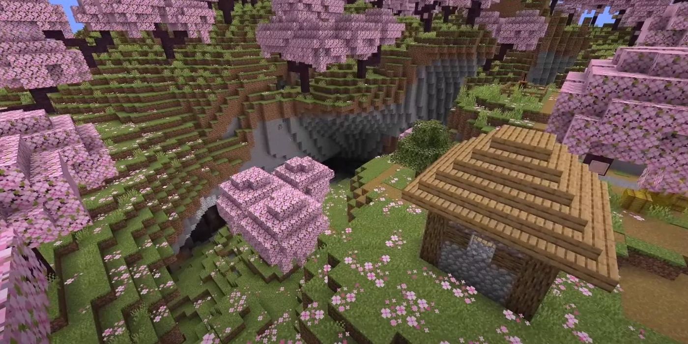 Minecraft Cherry Blossom Village World Seed for 1.20 Java Edition.