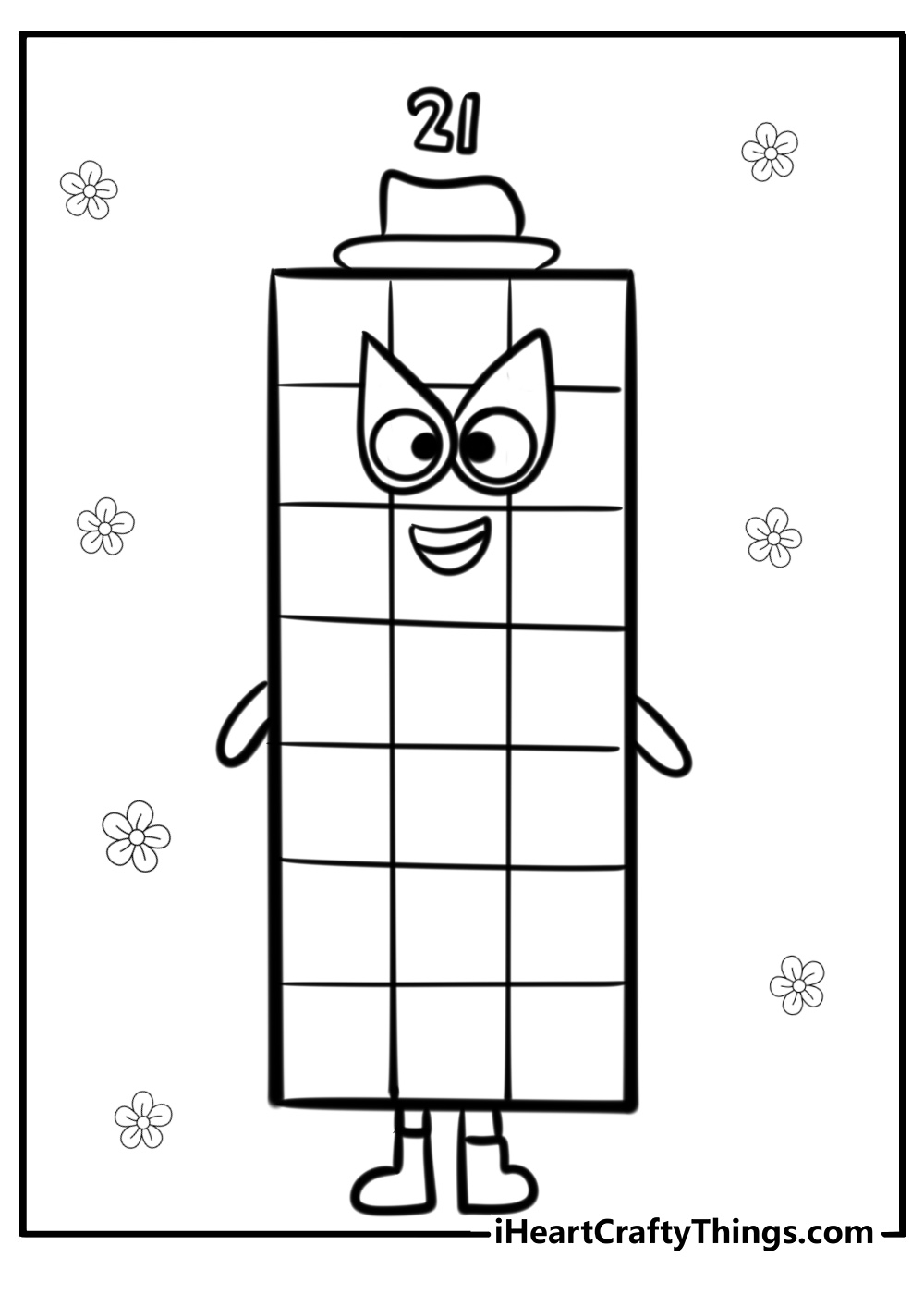 numberblocks 21 coloring pages