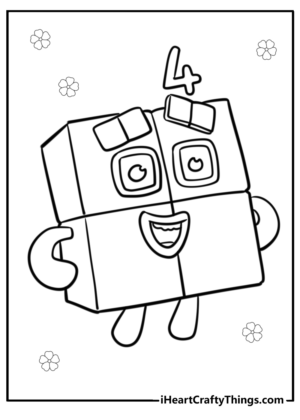 numberblocks 4 coloring pages