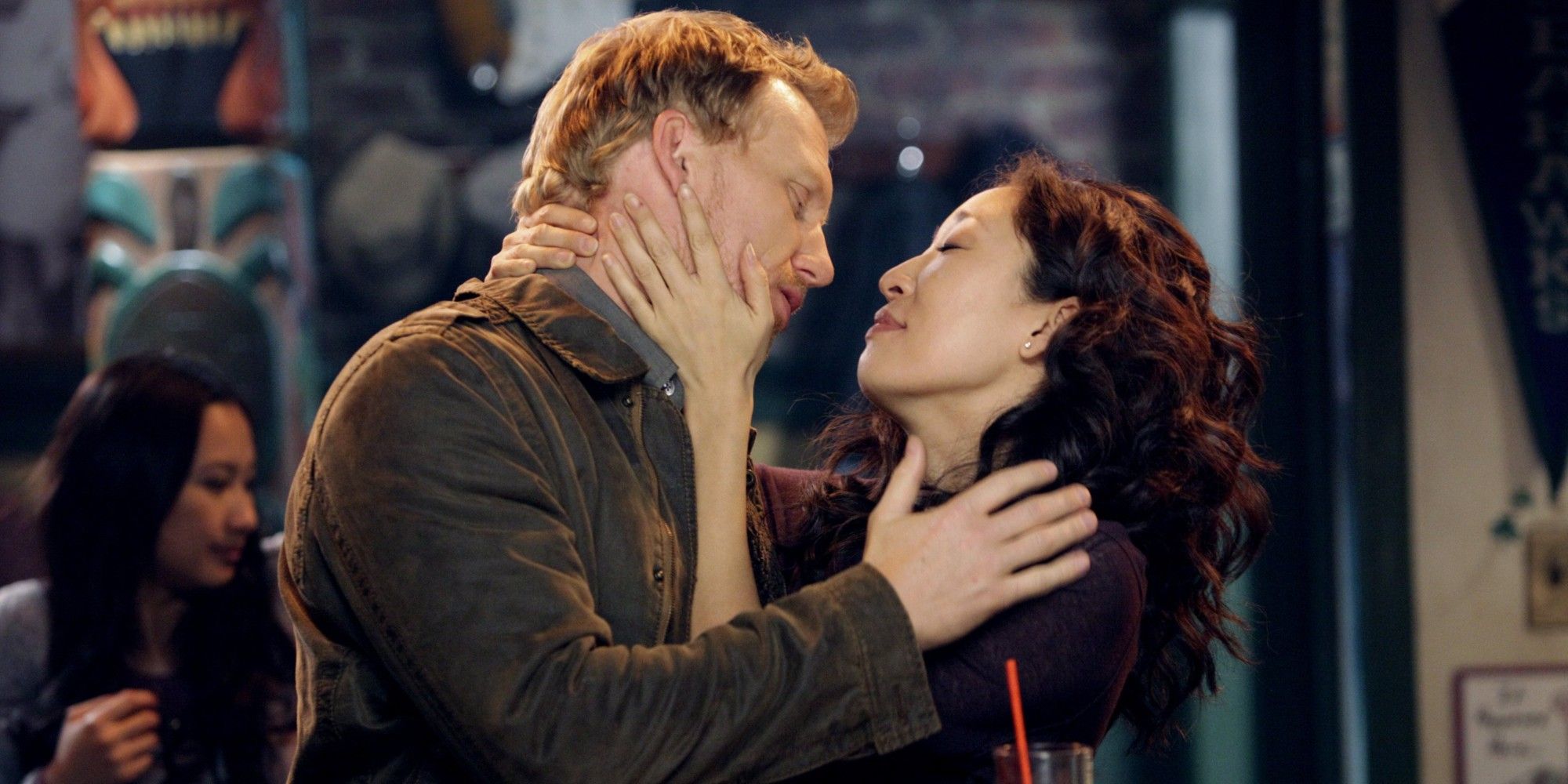 Owen Hunt and Cristina Yang embrace on Grey's Anatomy.