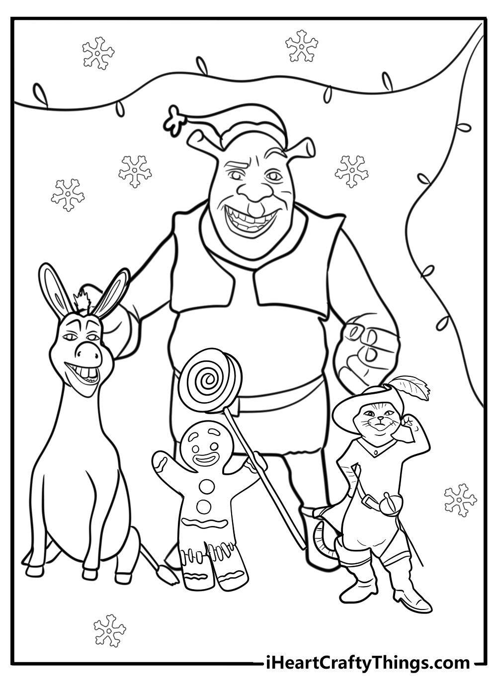 Shrek christmas coloring pages