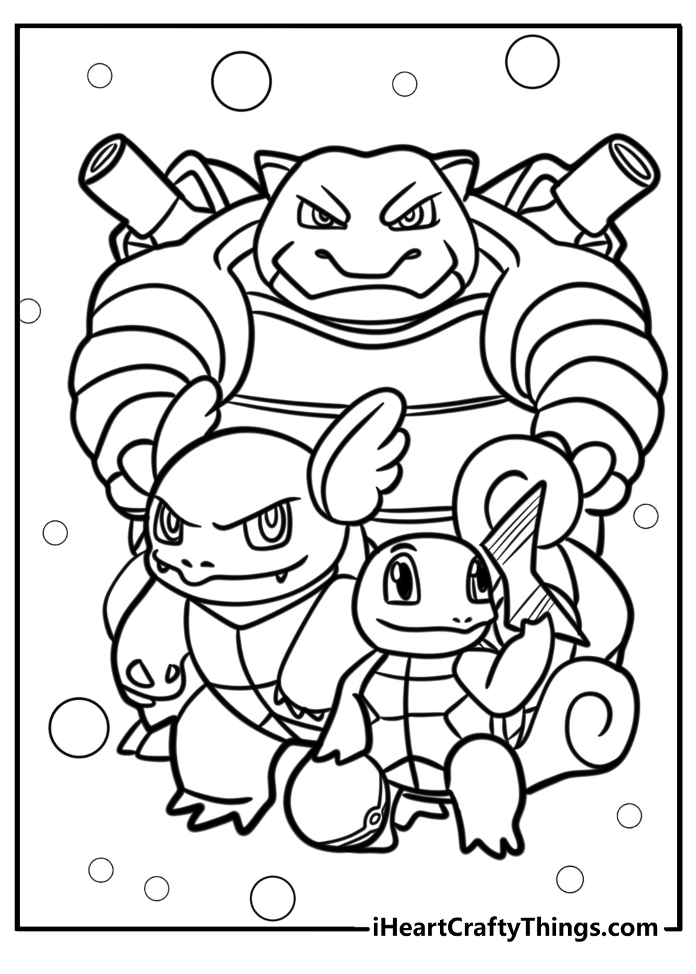 Squirtle evolution coloring page