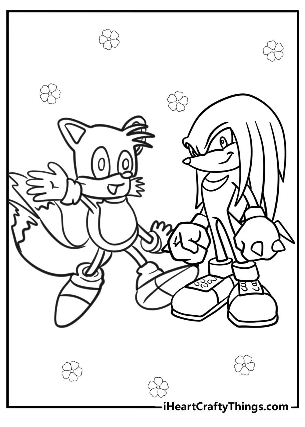 Tails and knuckles coloring pages