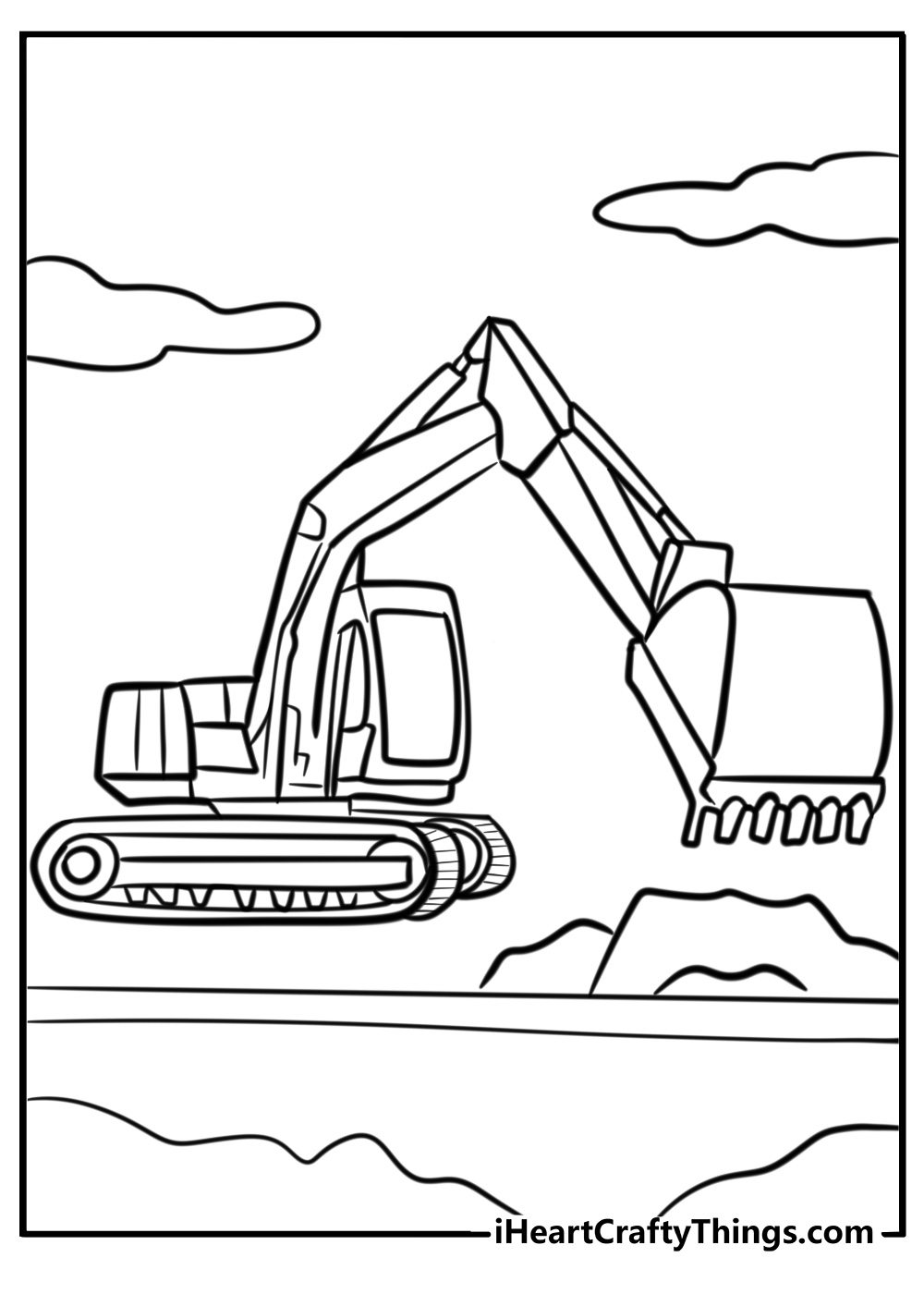 Tractor excavator coloring page