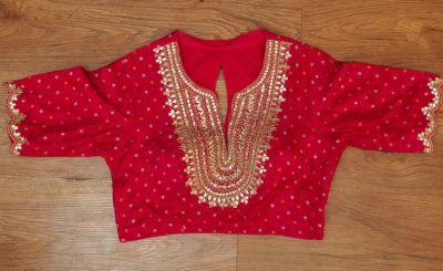 Bandhej Pattern Embroidered Blouse