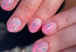 Pink Ombré Holographic Butterfly Nails