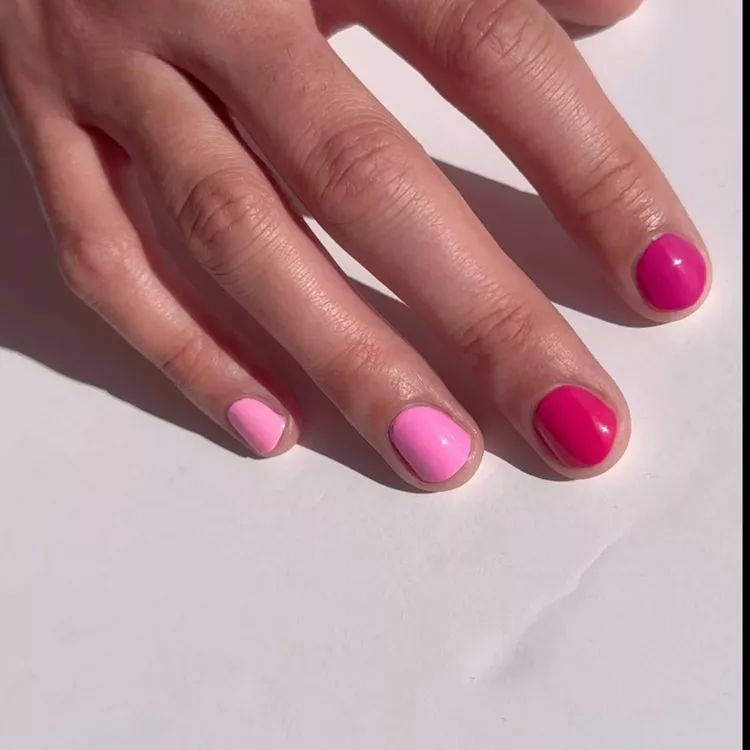 Pink Skittle Nails