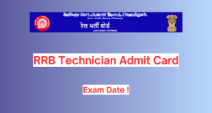 RRB Technician Admit Card