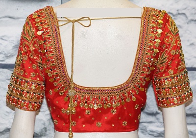 Traditional Hand Embroidery Blouse with Maggam Work