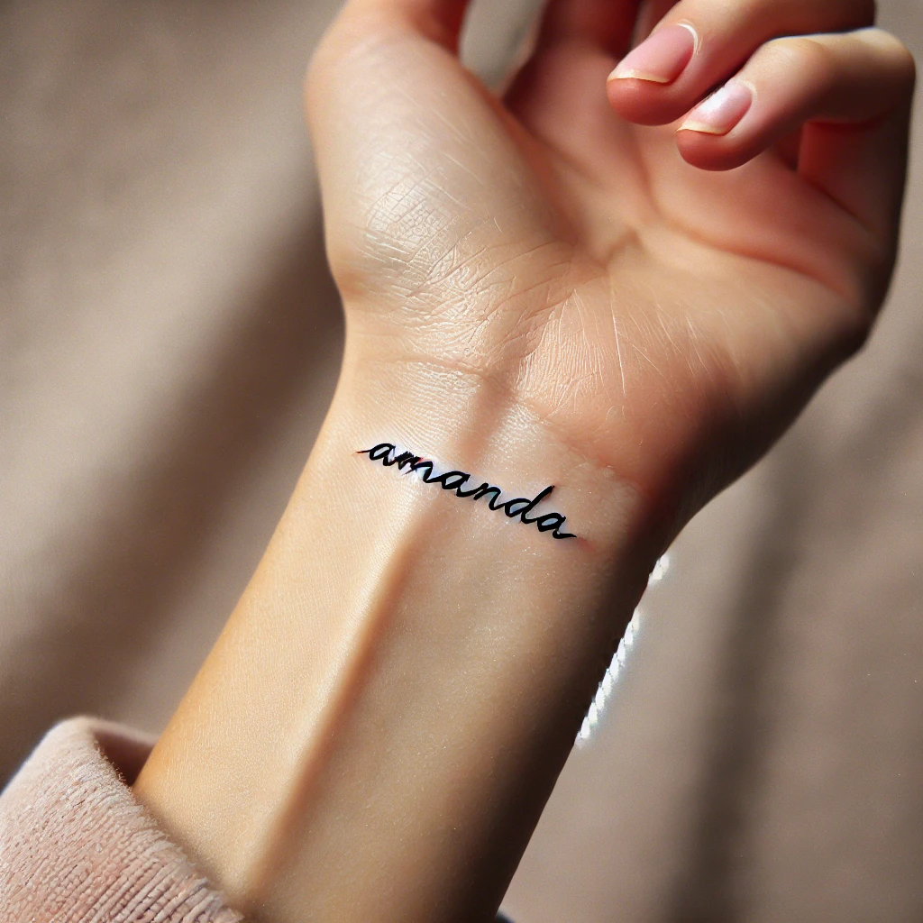 Wrist Amanda Name Tattoo