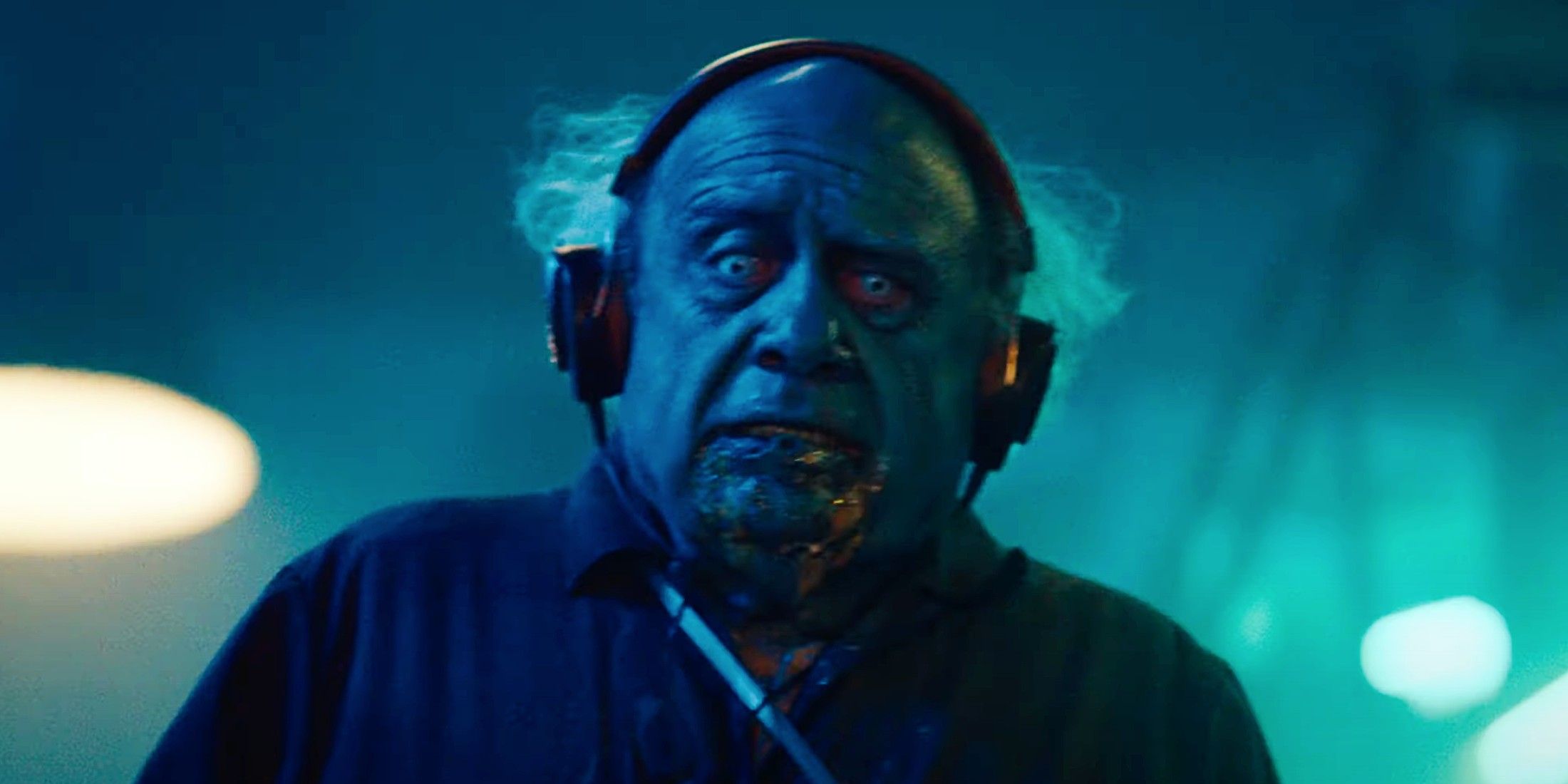 Danny DeVito as a dead janitor in Beetlejuice 2