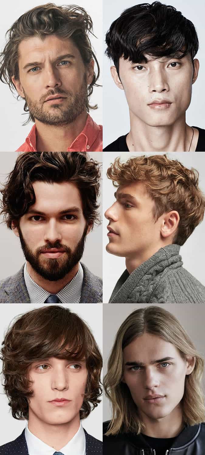 Men's wavy and long hairstyles - tousled waves, natural fringe, textured curls, and shoulder-length styles