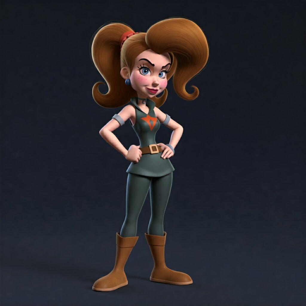 Cindy Vortex from Jimmy Neutron, showcasing her confident stance and prominent forehead