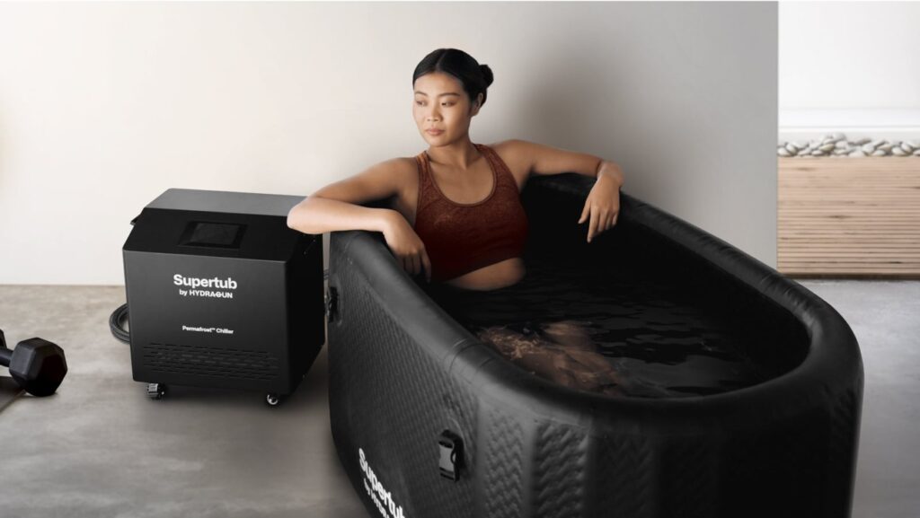 A compact and stylish cold plunge tub by Hydragun, designed specifically for indoor use and ideal for home gyms or wellness spaces