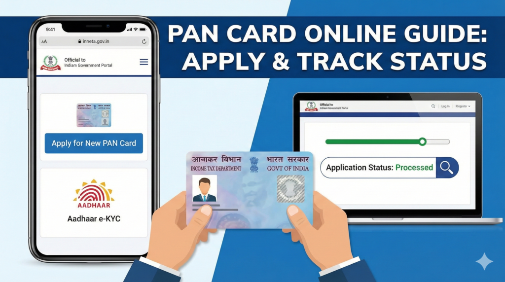 how to apply for new pan card online and track application status