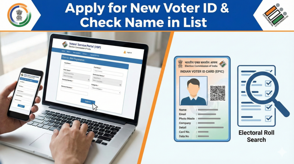 how to apply for new voter id card and check your name in voter list